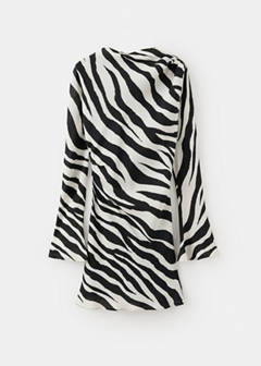 Zebra-print dress with flared sleeves — Black 5