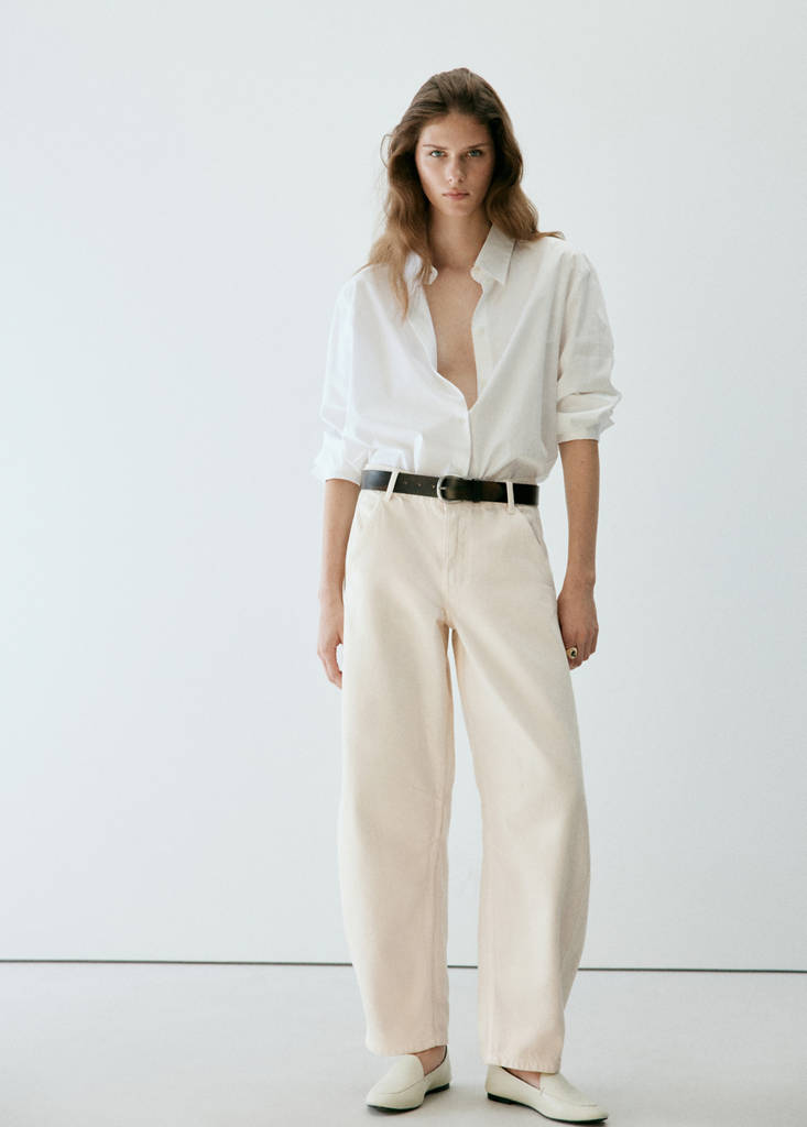 Mid-rise balloon jeans — Ecru