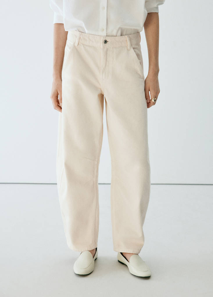 Mid-rise balloon jeans — Ecru