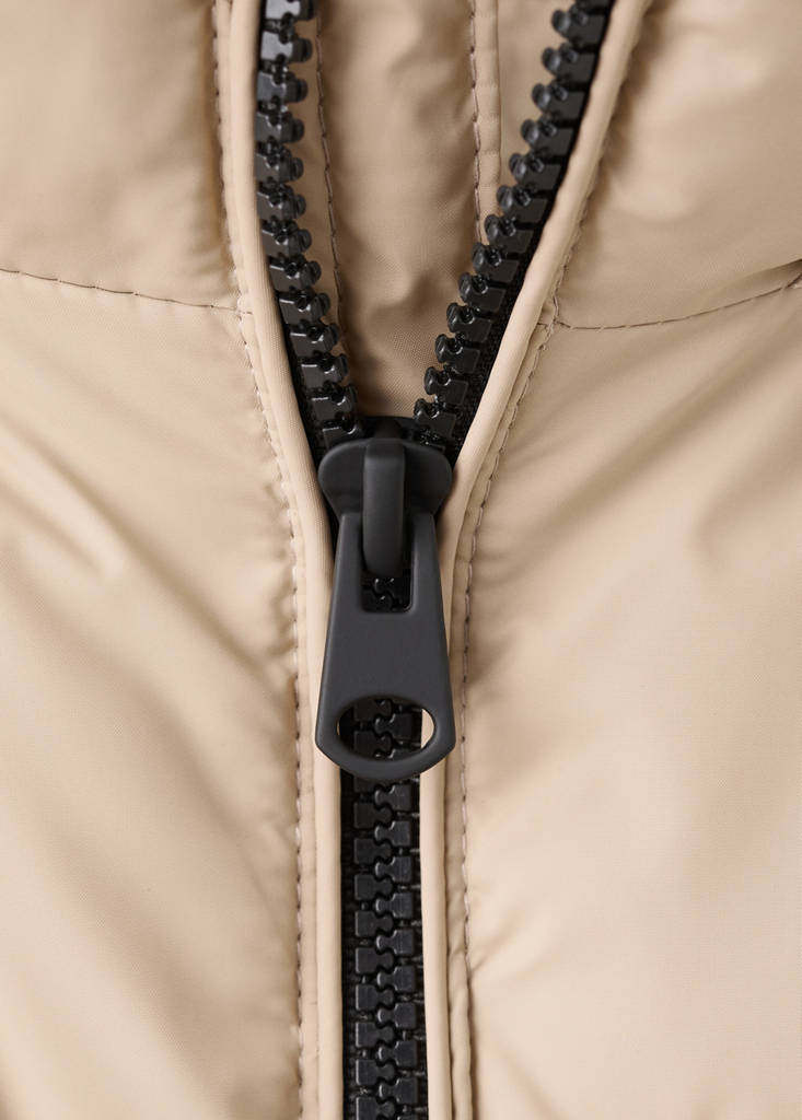 Hood puffer coat — Ecru