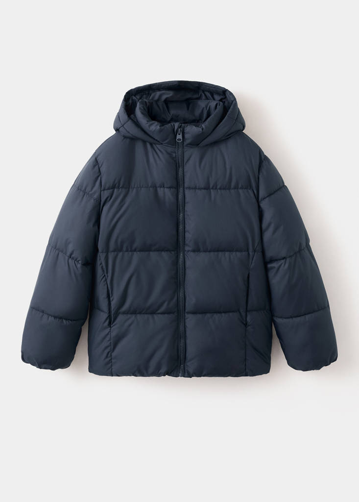 Hood puffer coat — Navy