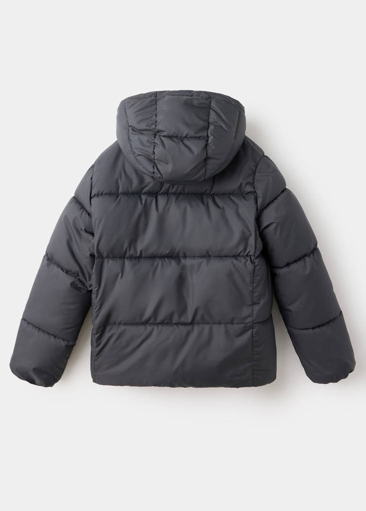 Hood puffer coat — Charcoal