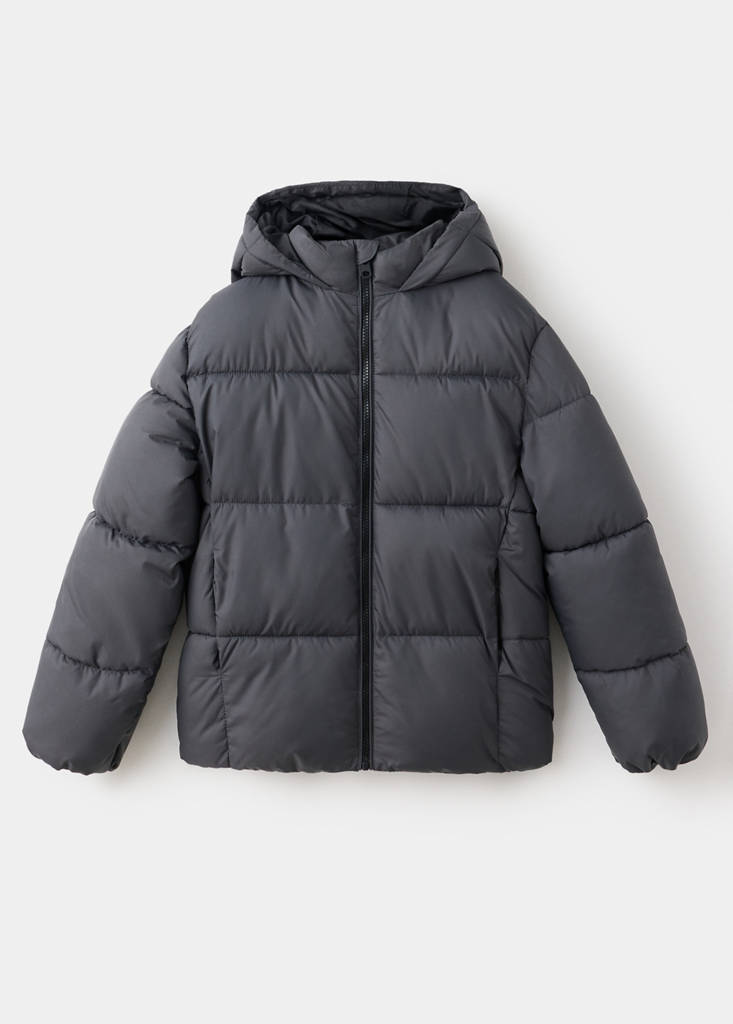 Hood puffer coat — Charcoal