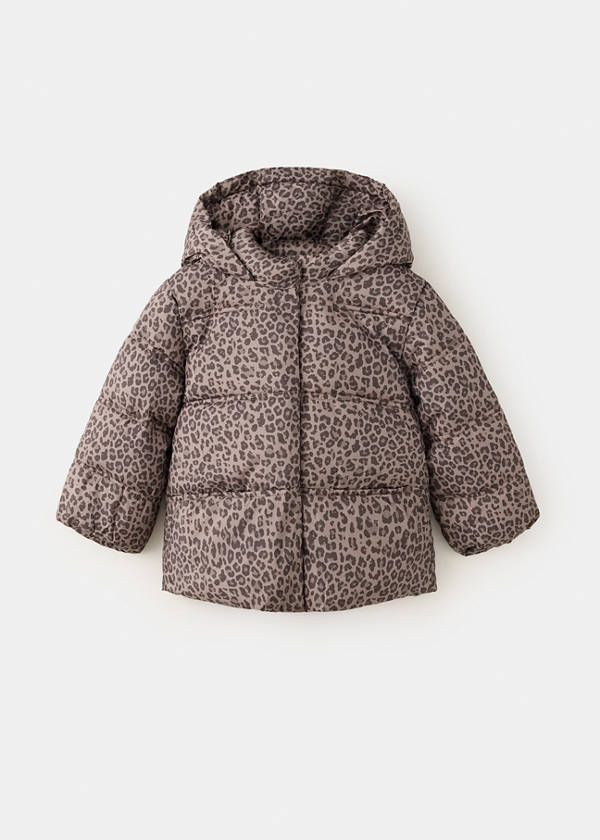 Leopard print padded anorak — Brown