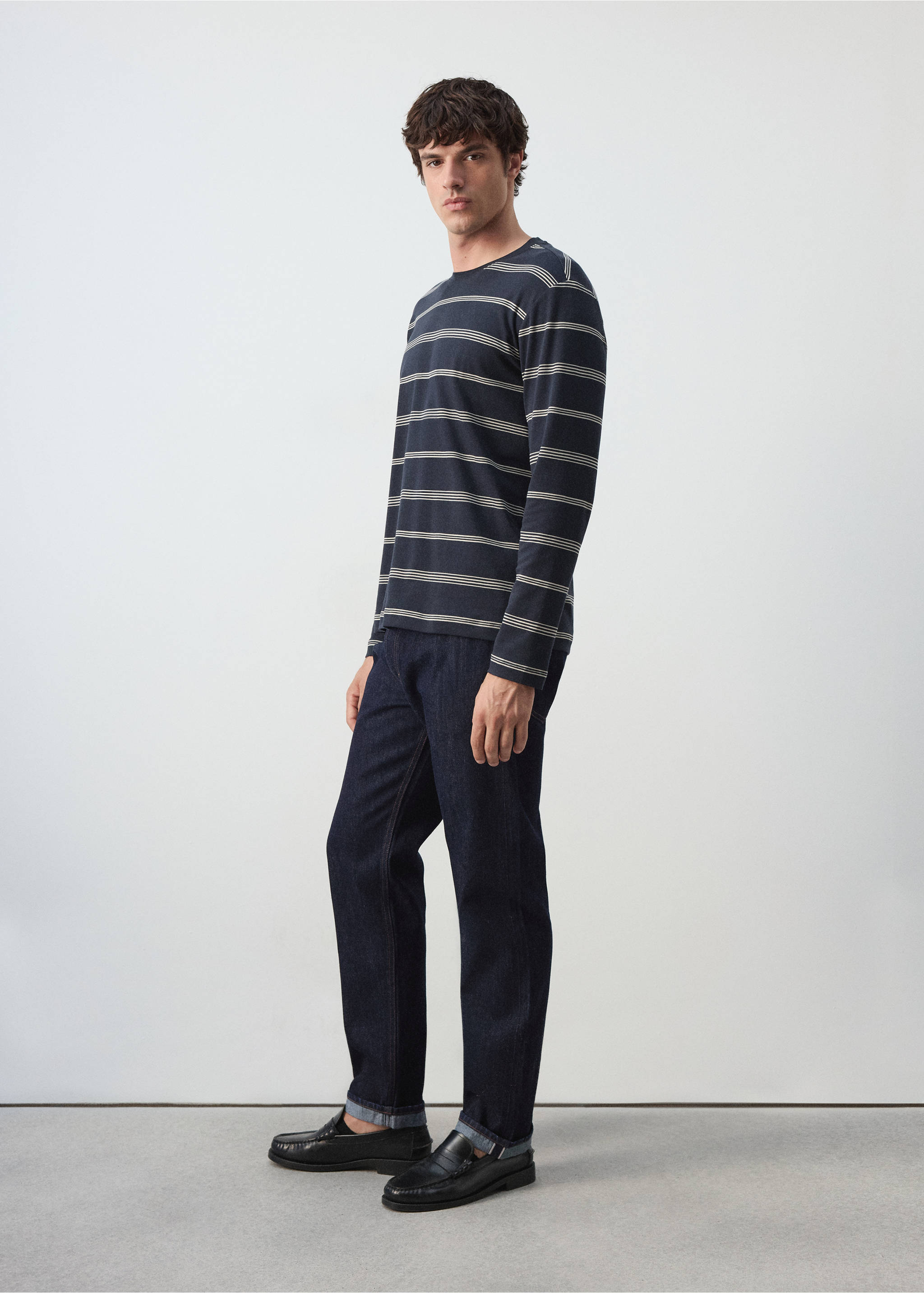 Regular fit jeans 100% cotton - Details of the article 2, Open Blue. Ref: 37045974-00.