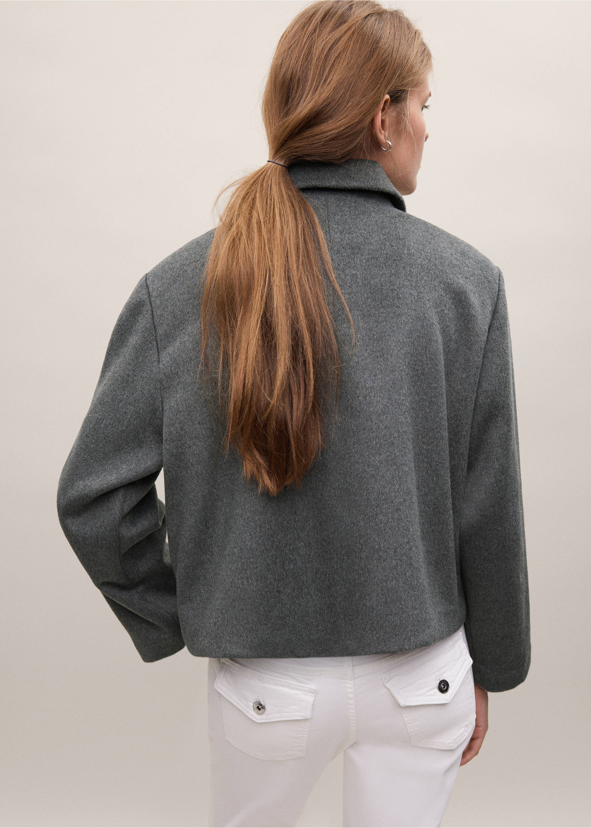 Buttoned wool coat - Reverse of the article, Medium Heather Grey. Ref: 37045975-00.