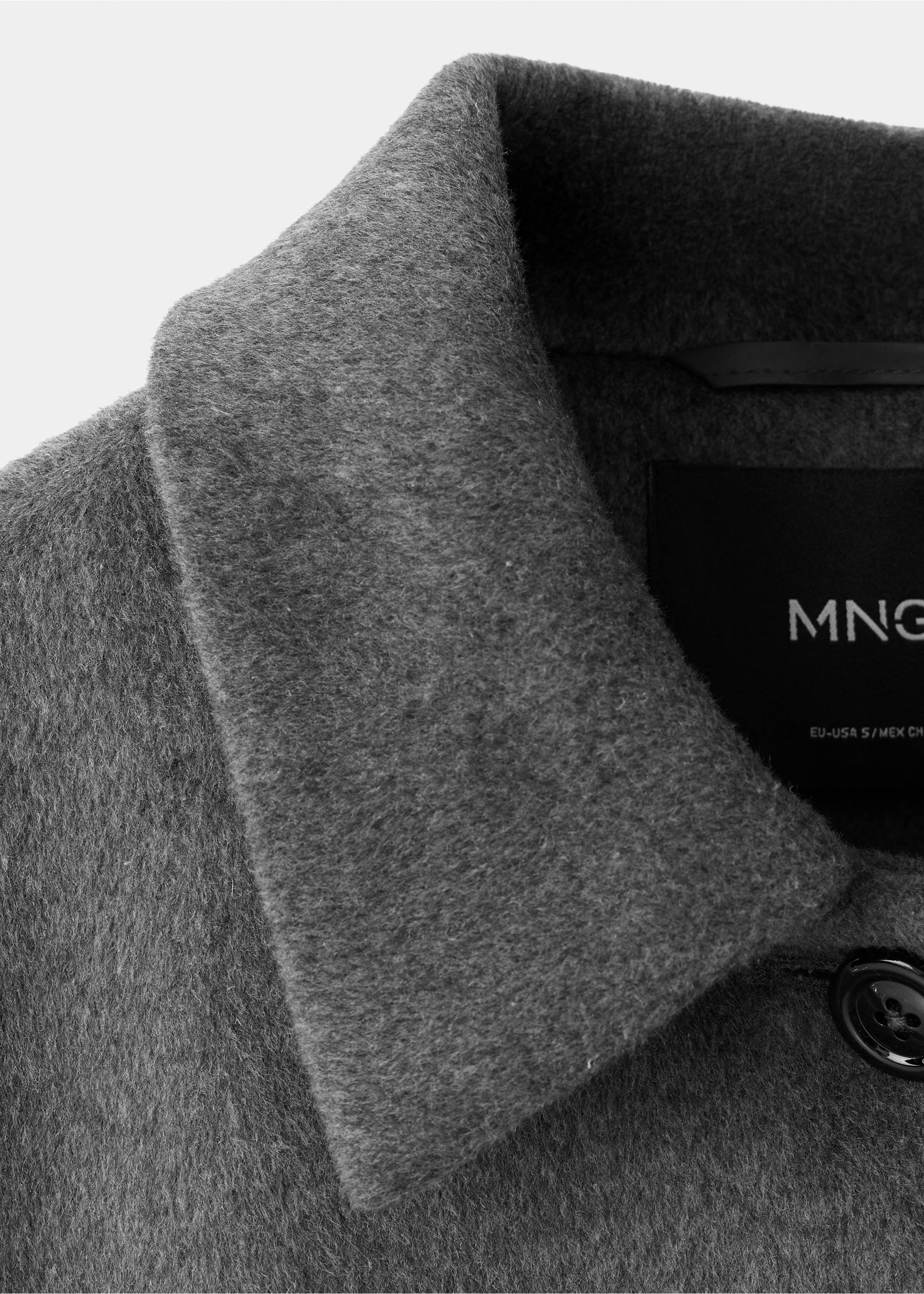 Buttoned wool coat - Details of the article 8, Medium Heather Grey. Ref: 37045975-00.