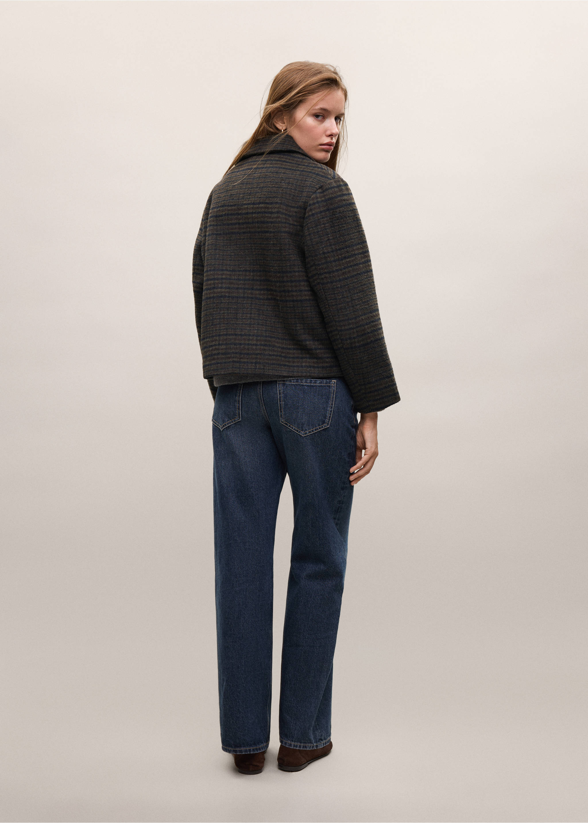 Wool-blend check coat - Reverse of the article, Chocolate. Ref: 37045976-00.
