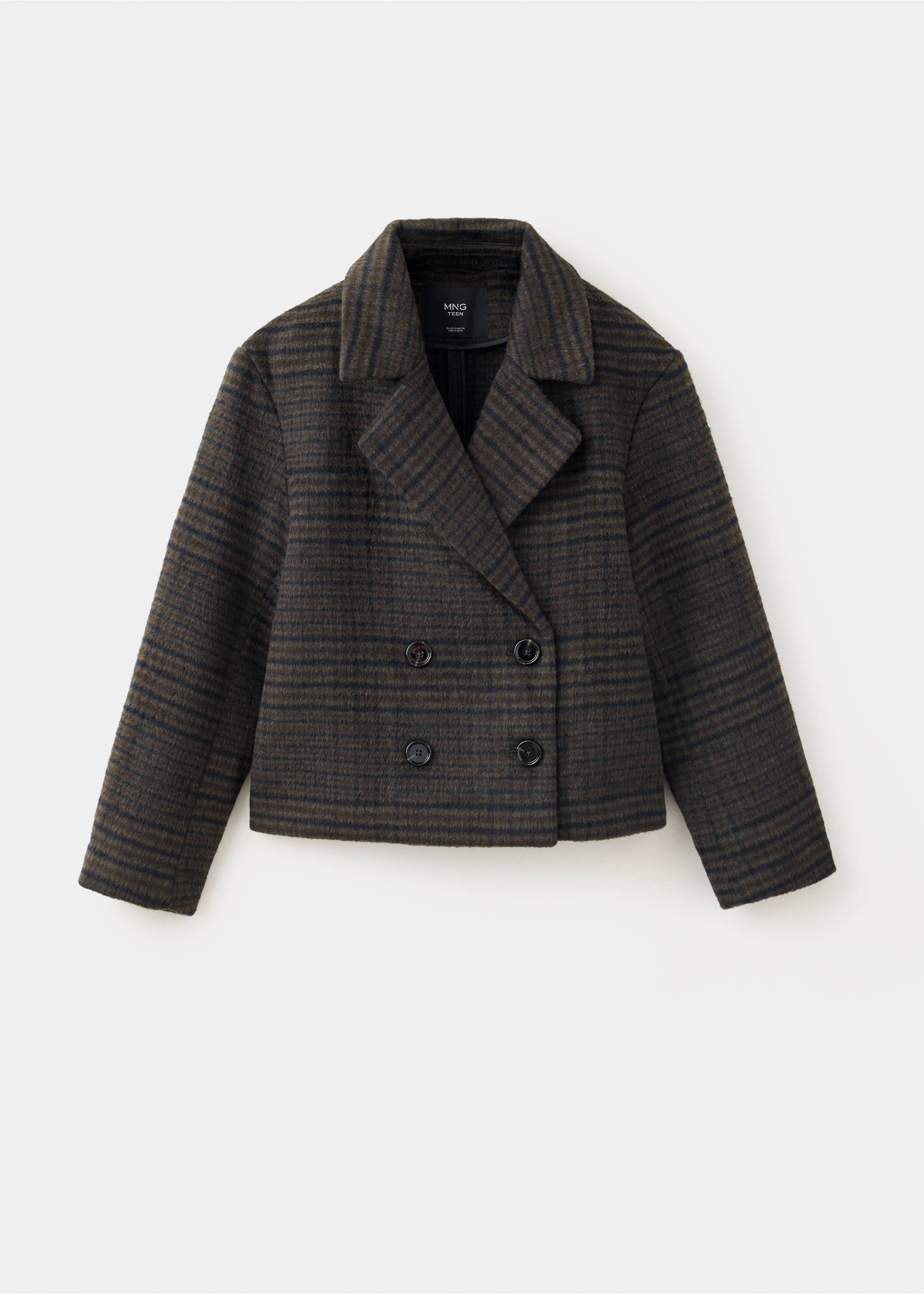 Wool-blend check coat - Article without model, Chocolate. Ref: 37045976-00.