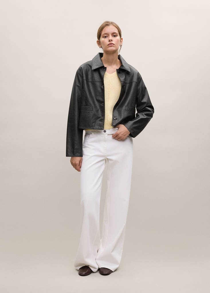 Kurtka ze sztucznej skóry z guzikami brązowy - Teen - XS - MANGO TEEN
