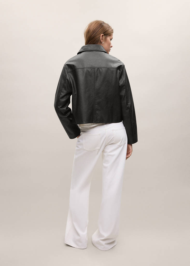 Faux leather jacket with buttons - thumbnail 3
