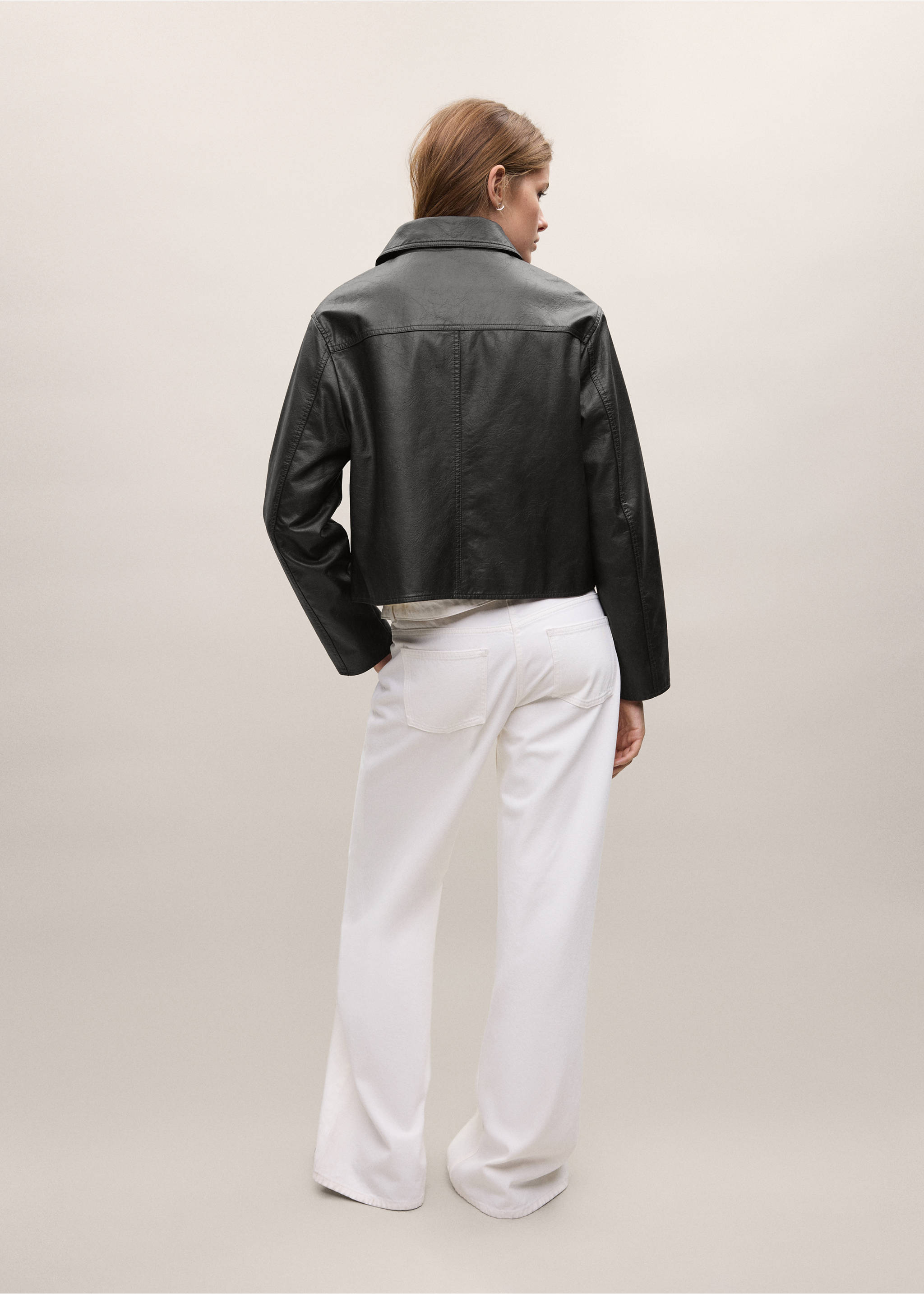 Veste similicuir boutons - Verso de l’article, Marron. Ref: 37045978-00.