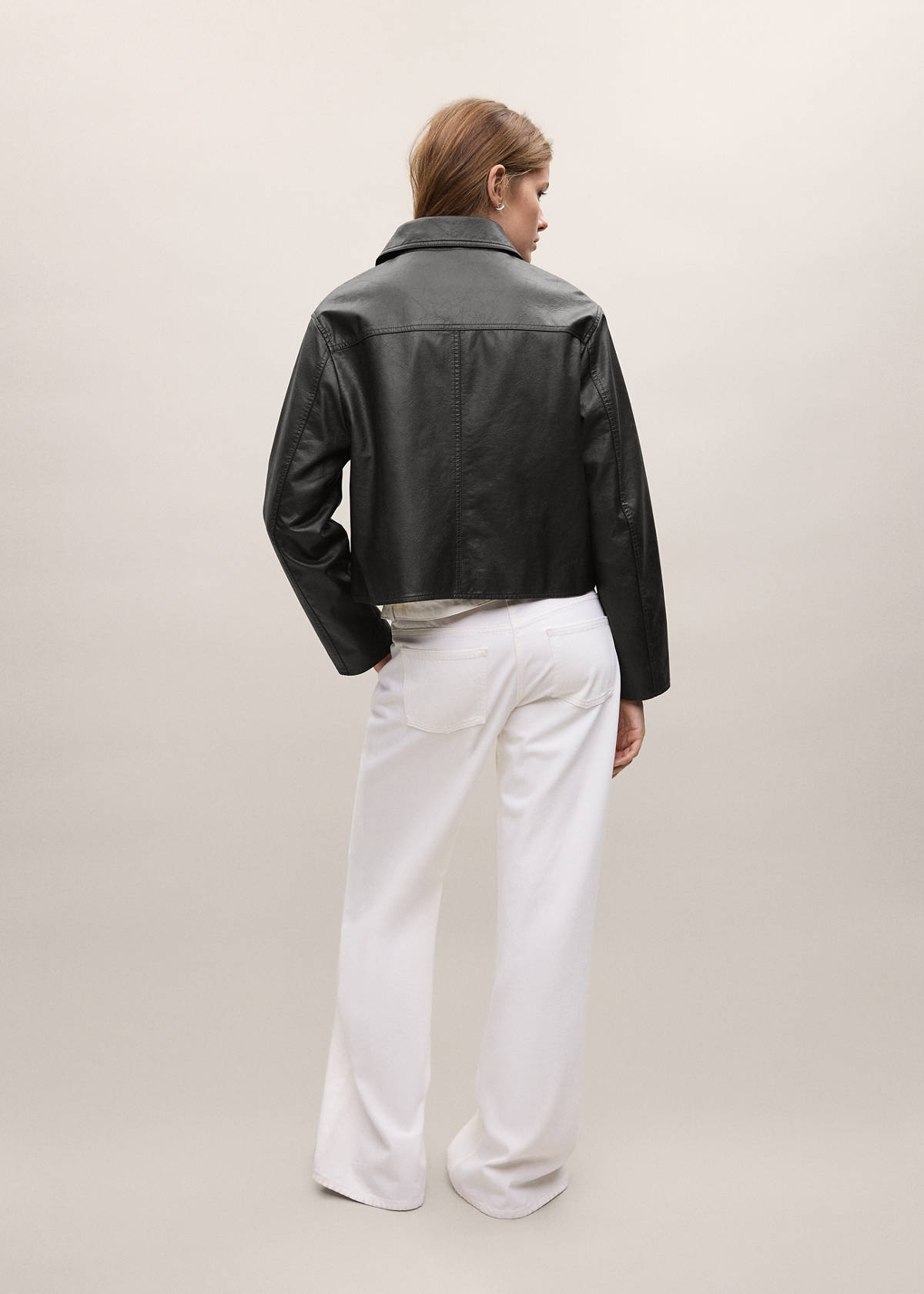 Textured faux leather jacket — Brown