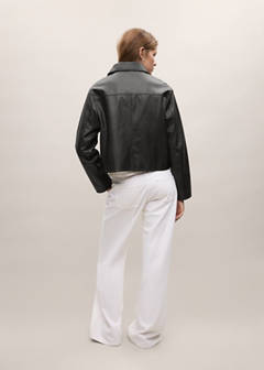 Textured faux leather jacket — Brown 4