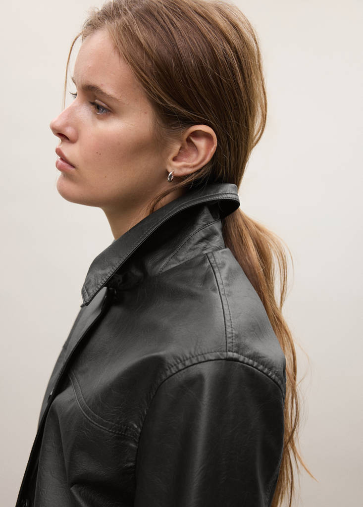 Faux leather jacket with buttons - thumbnail 5
