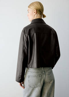 Textured faux leather jacket — Brown 10