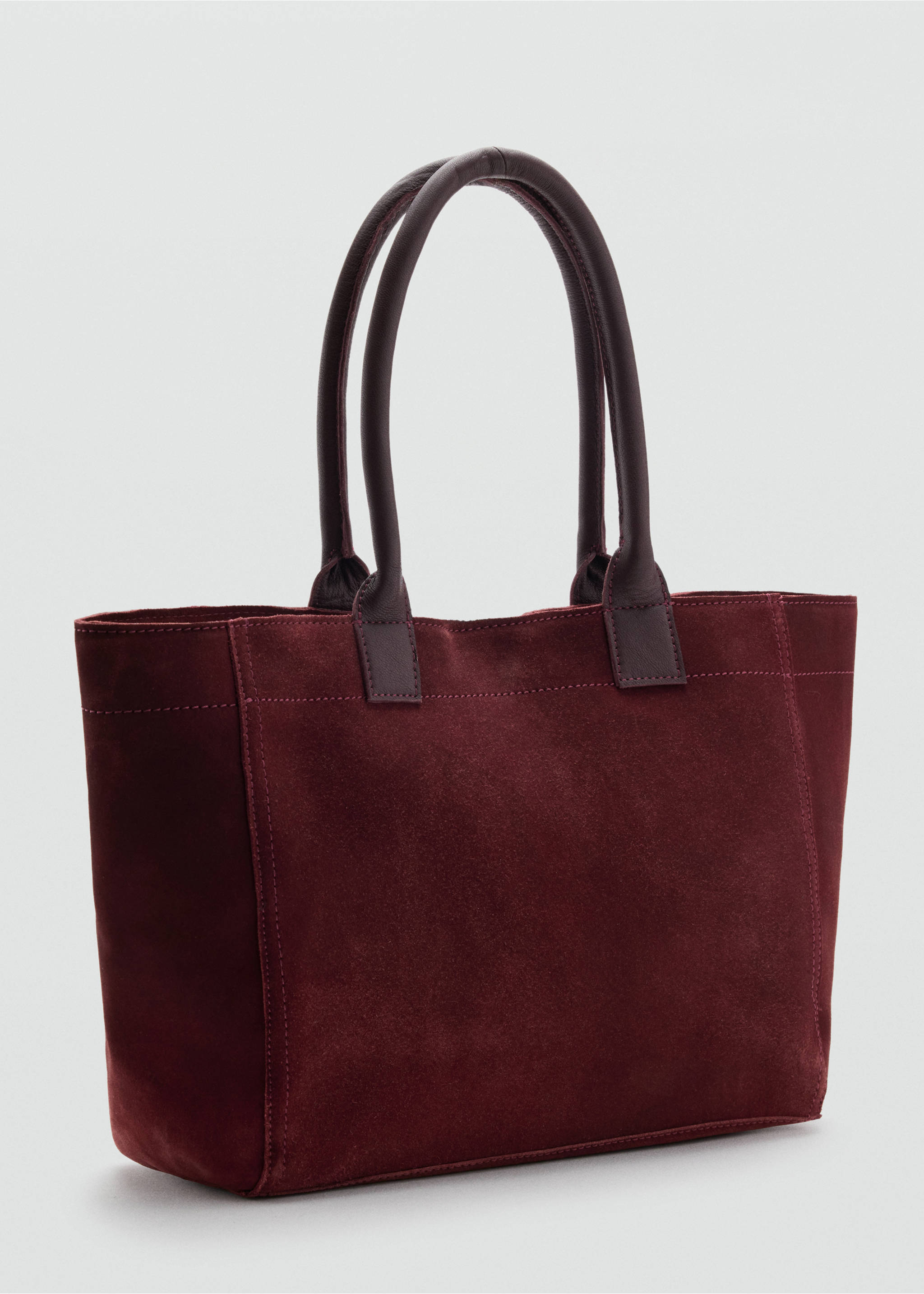 Bolso tote piel serraje - Plano medio, Burdeos. Ref: 37045979-00.