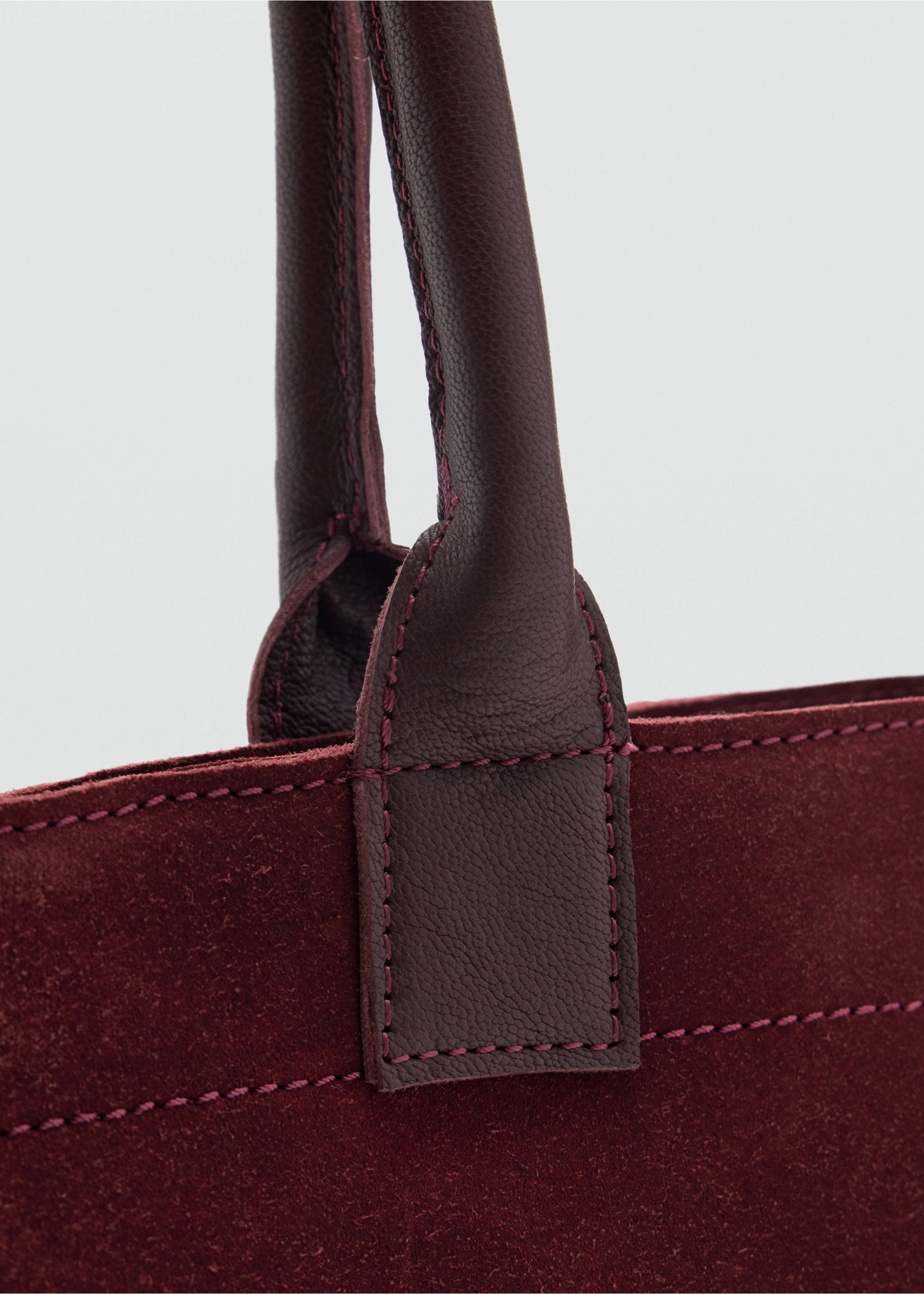 Bolso tote piel serraje - Detalle del artículo 1, Burdeos. Ref: 37045979-00.
