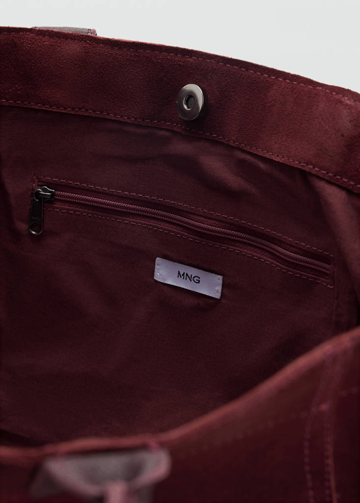 Split-leather tote bag — Burgundy