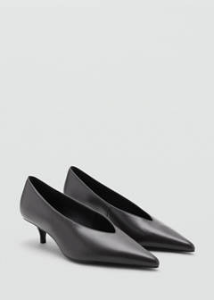 Pointed-toe court shoe in leather effect — Grey 2
