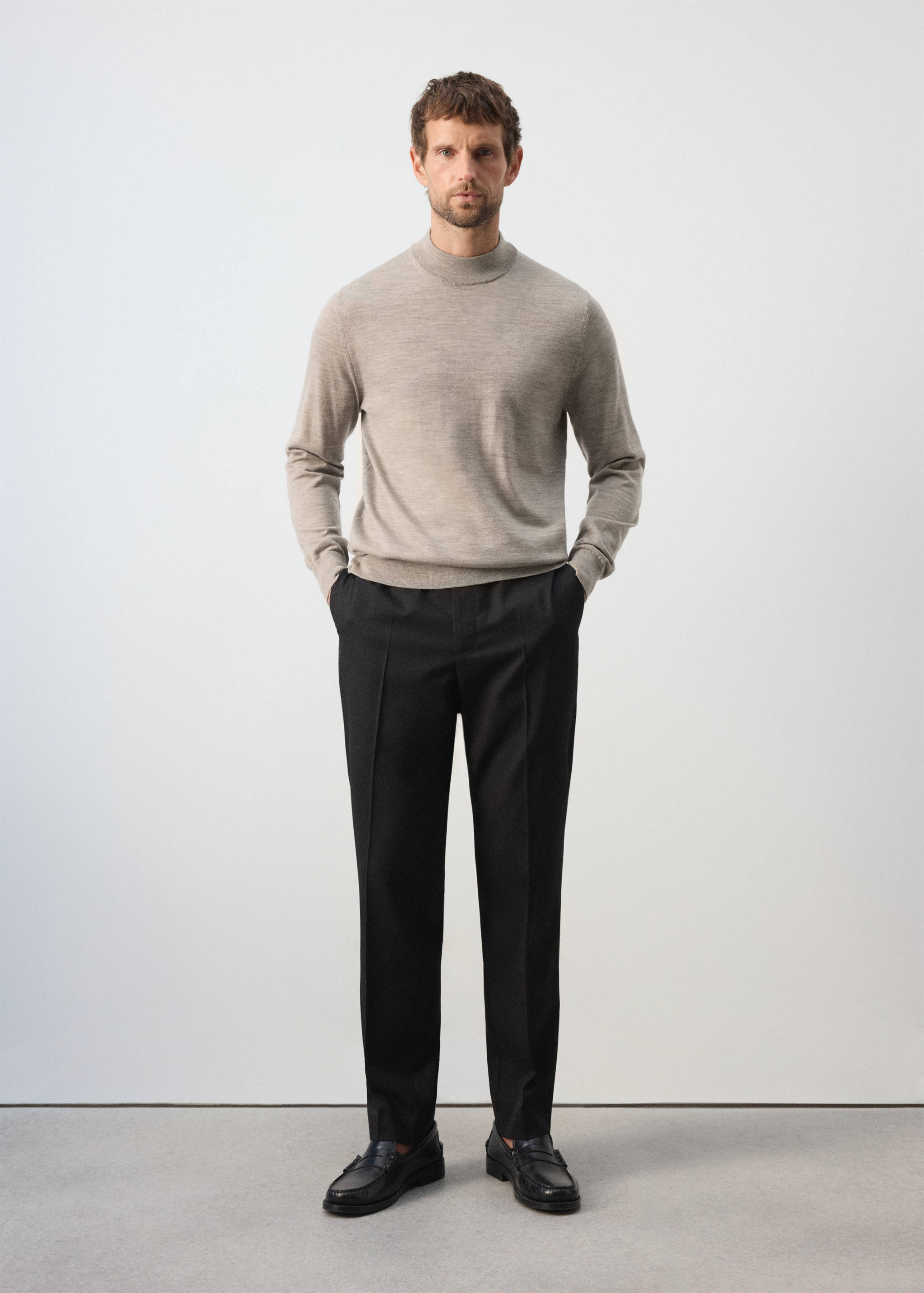 100% wool sweater with perkins neck - General plane