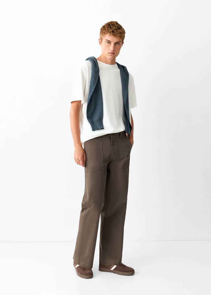 Pockets straight trousers — Brown