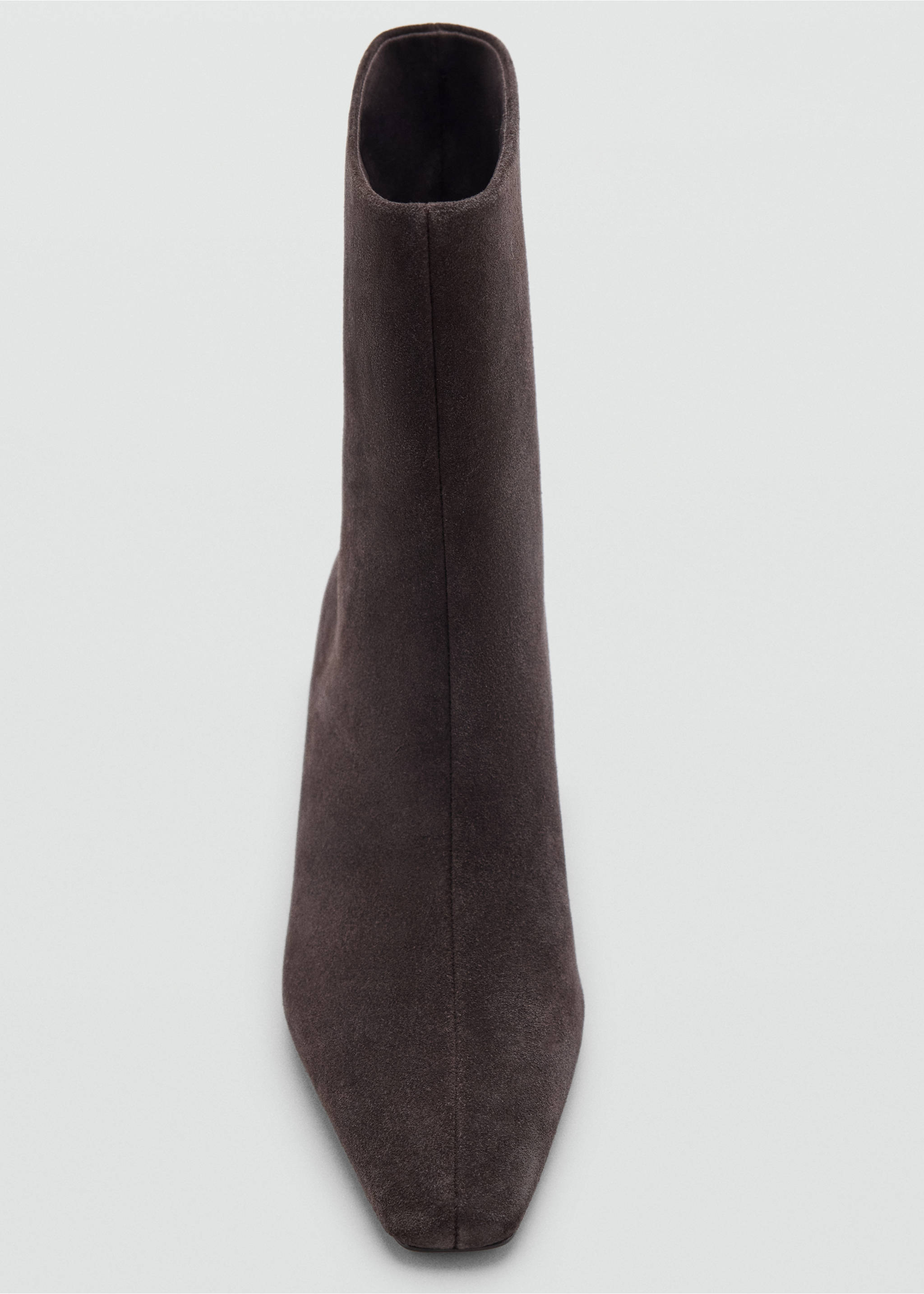 Square-toe suede heeled ankle boot - Details of the article 2, Chocolate. Ref: 37045984-00.