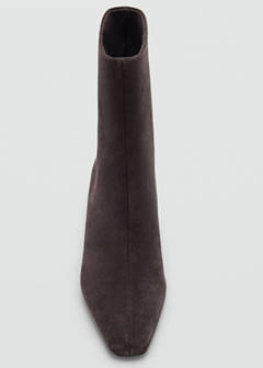 Square-toe suede heeled ankle boot — Chocolate 4
