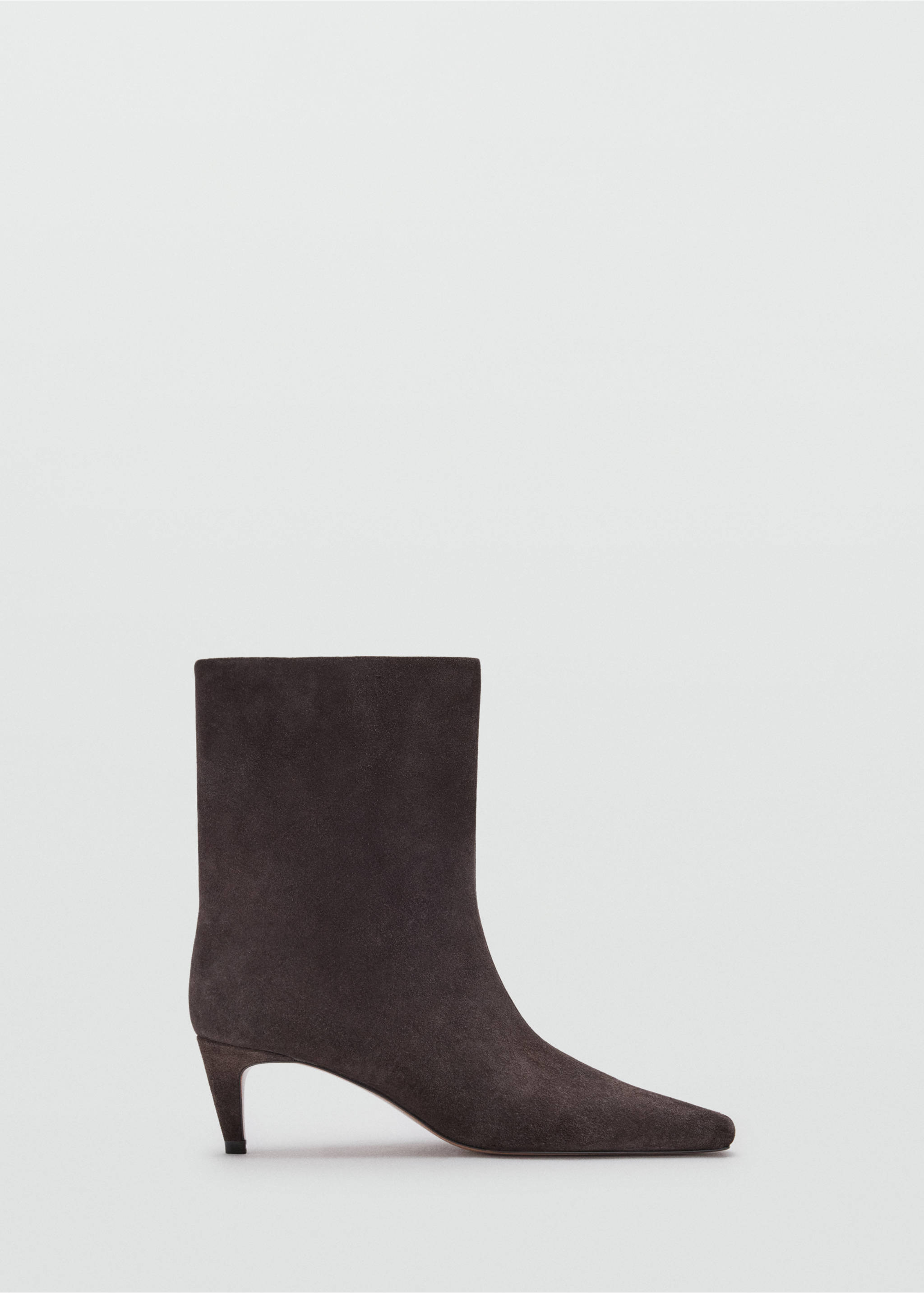 Square-toe suede heeled ankle boot - Article without model, Chocolate. Ref: 37045984-00.