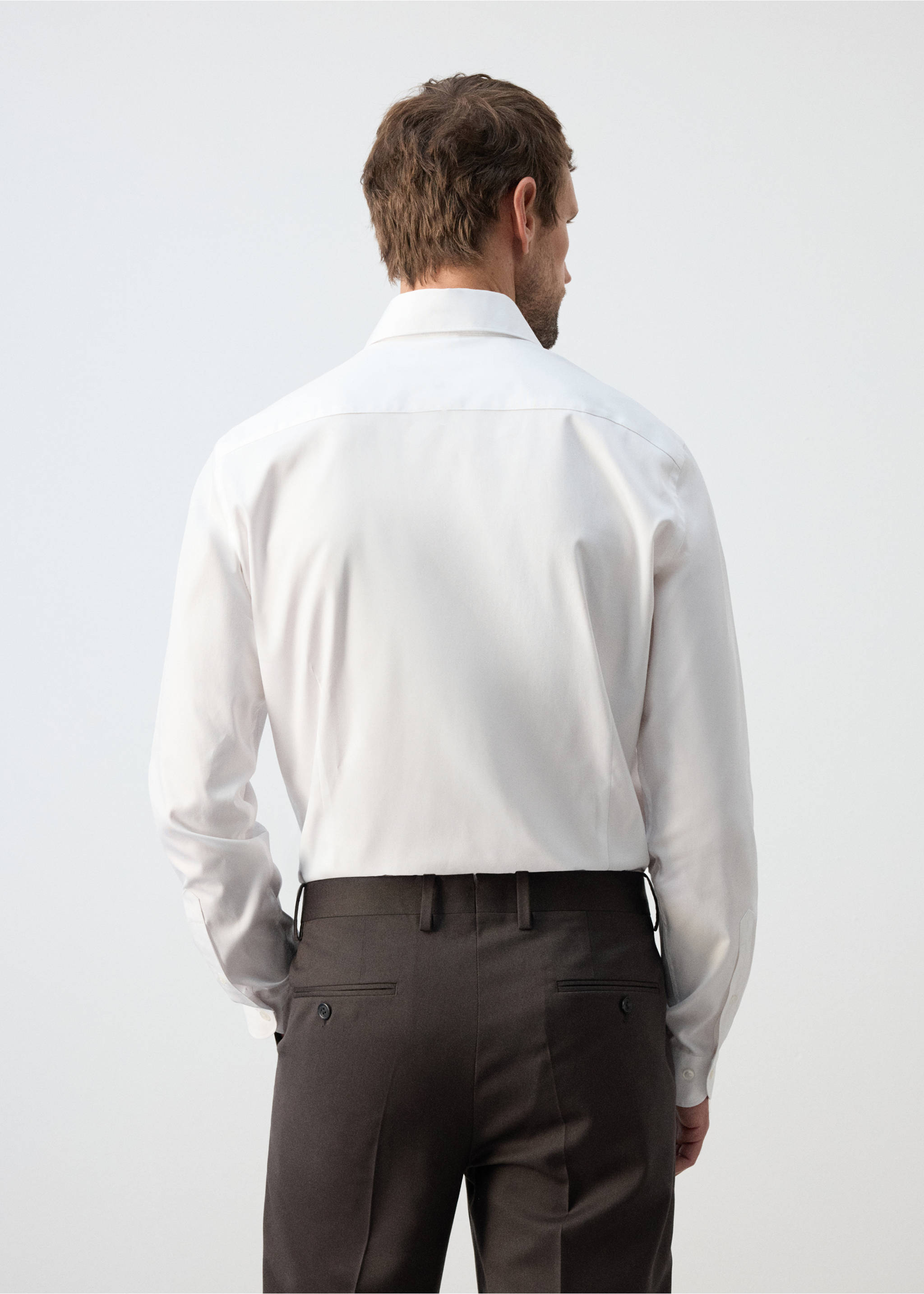 100% cotton slim-fit shirt - Reverse of the article, White. Ref: 37045985-00.