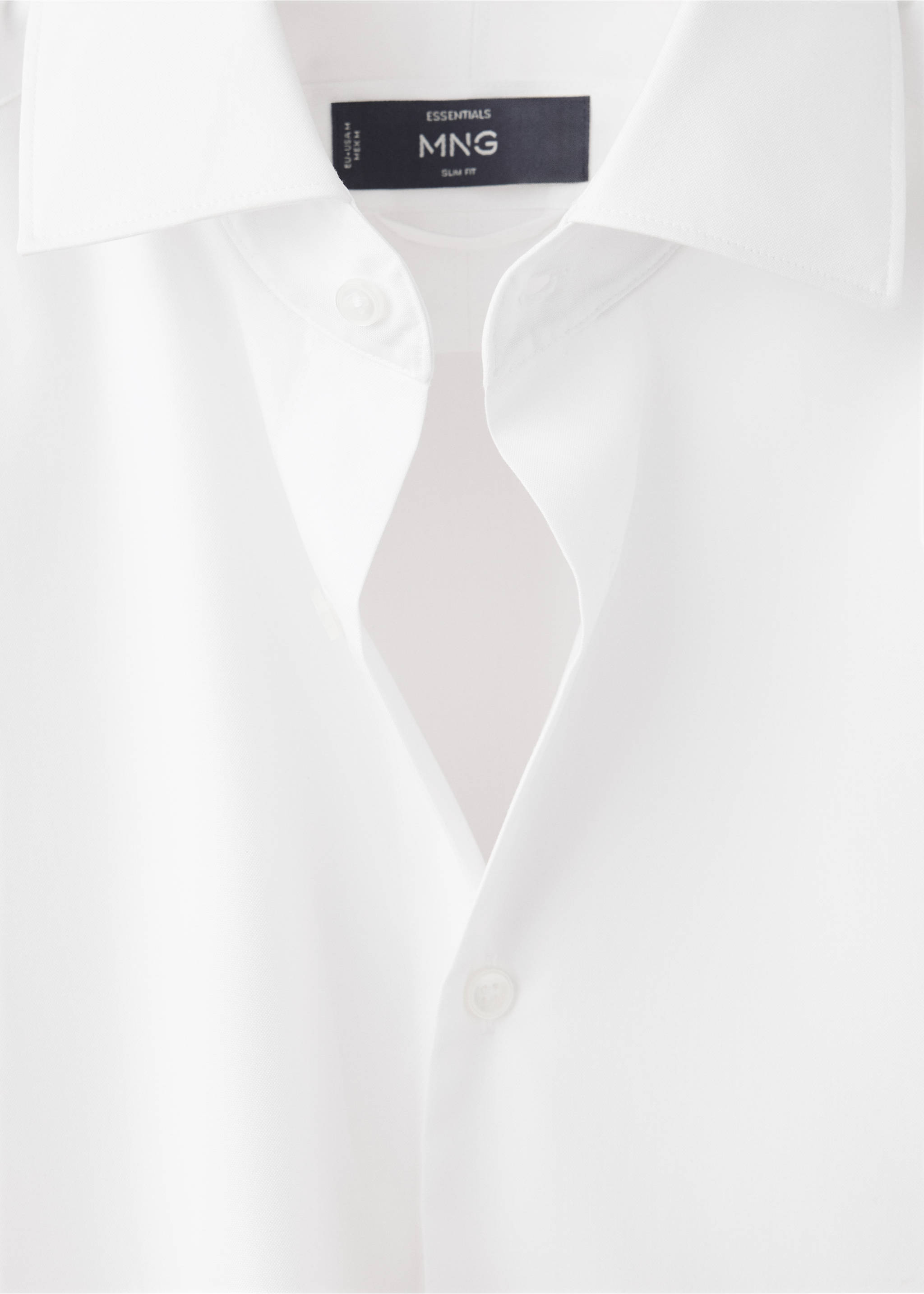 100% cotton slim-fit shirt - Details of the article 8, White. Ref: 37045985-00.