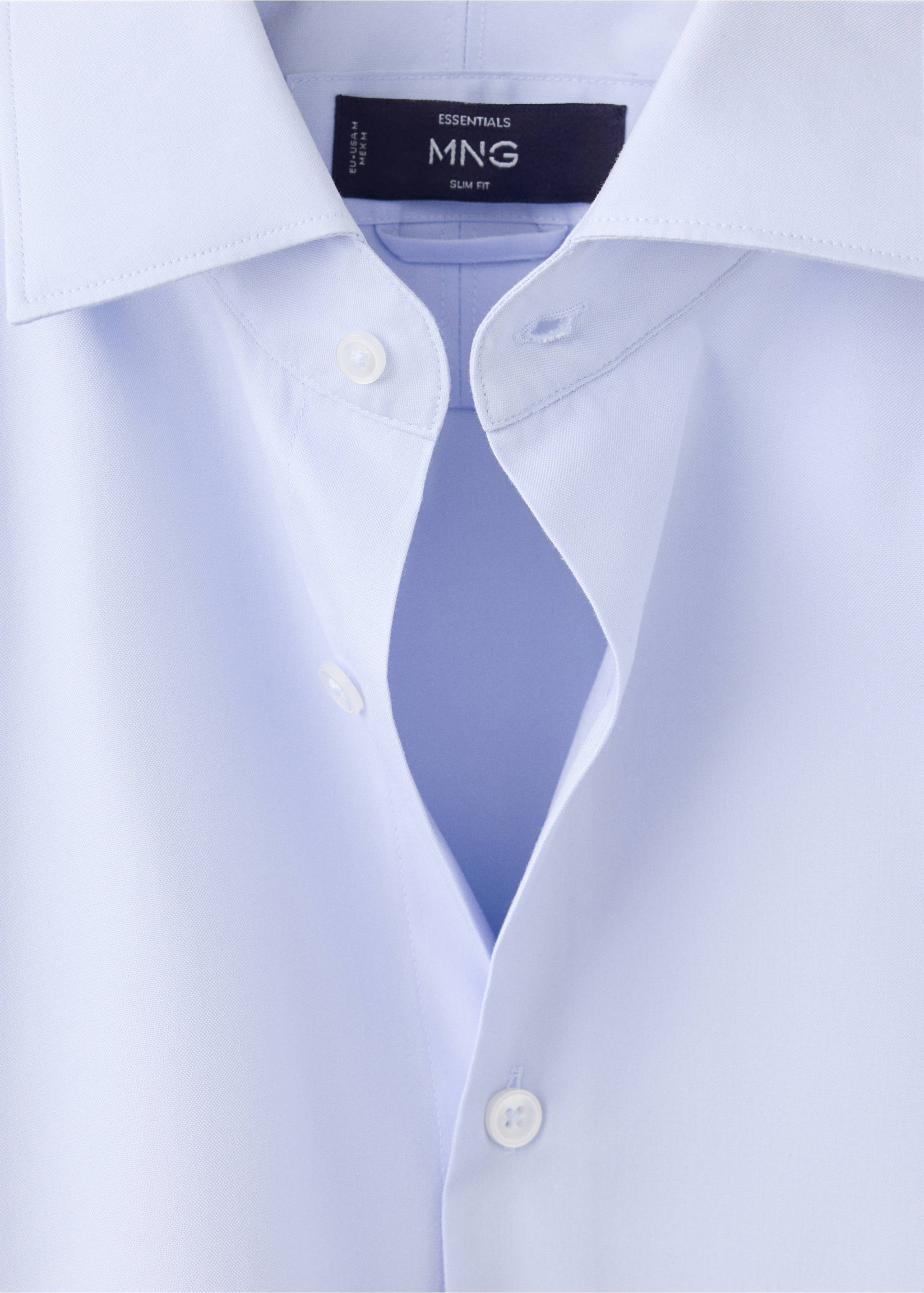 100% cotton slim-fit shirt - Details of the article 8, Sky Blue. Ref: 37045985-00.