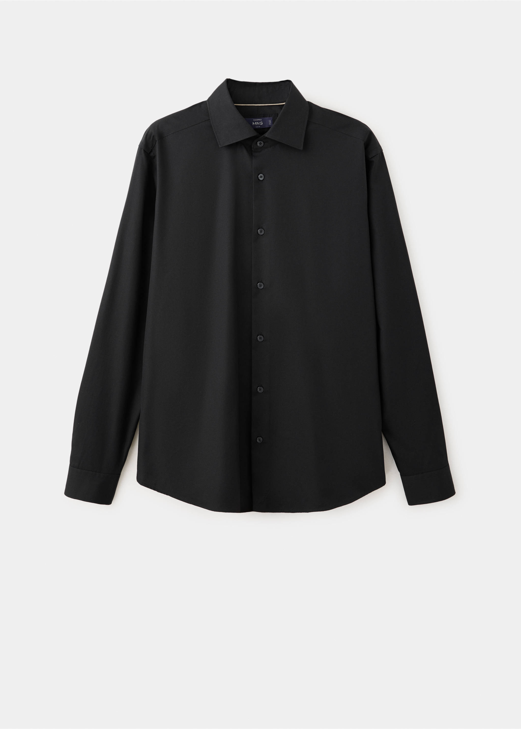 100% cotton slim-fit shirt - Article without model, Black. Ref: 37045985-00.
