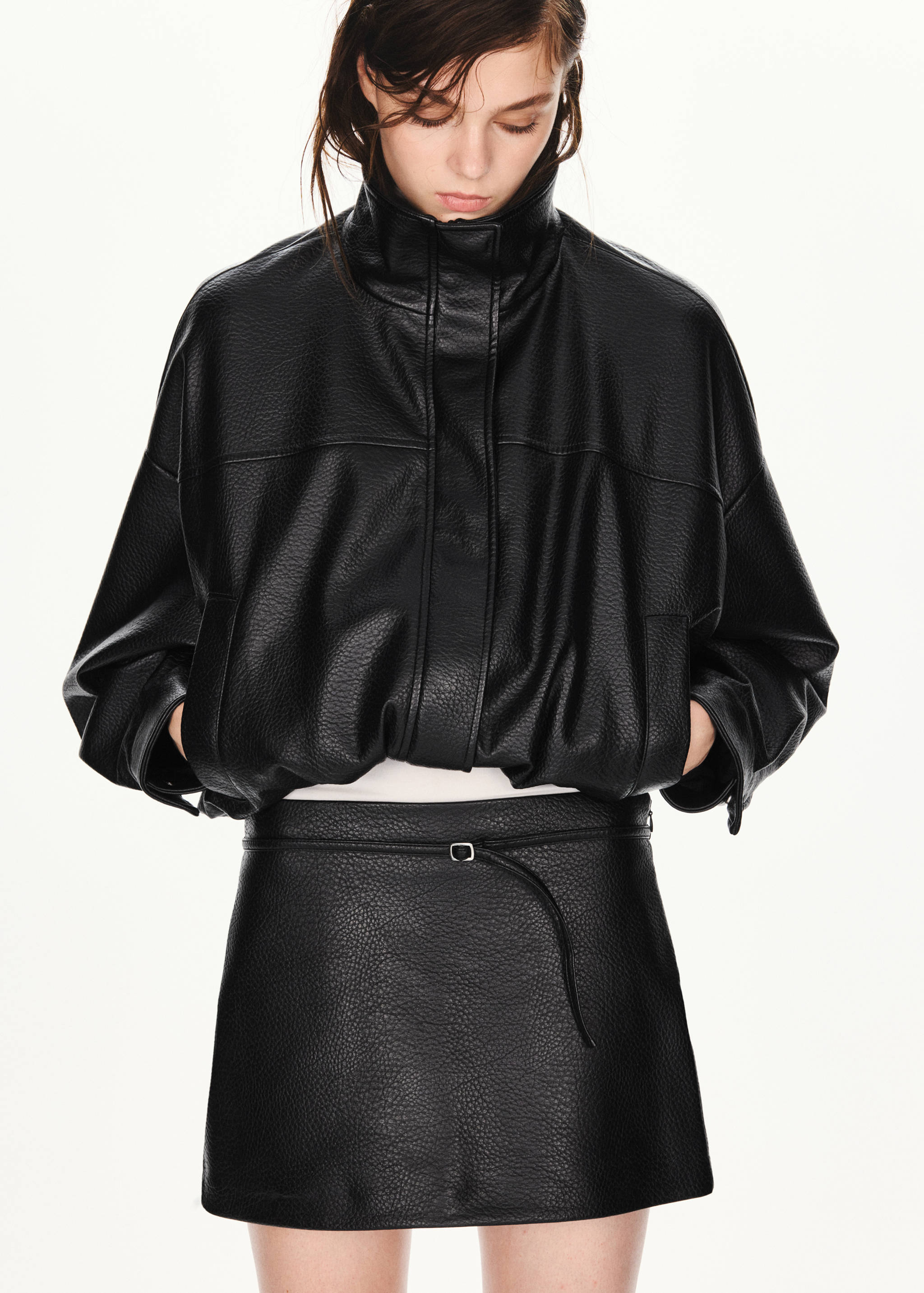 Faux leather skirt with belt - Medium plane