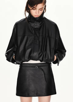 Faux leather skirt with belt — Black 1