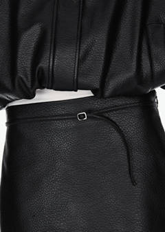 Faux leather skirt with belt — Black 5