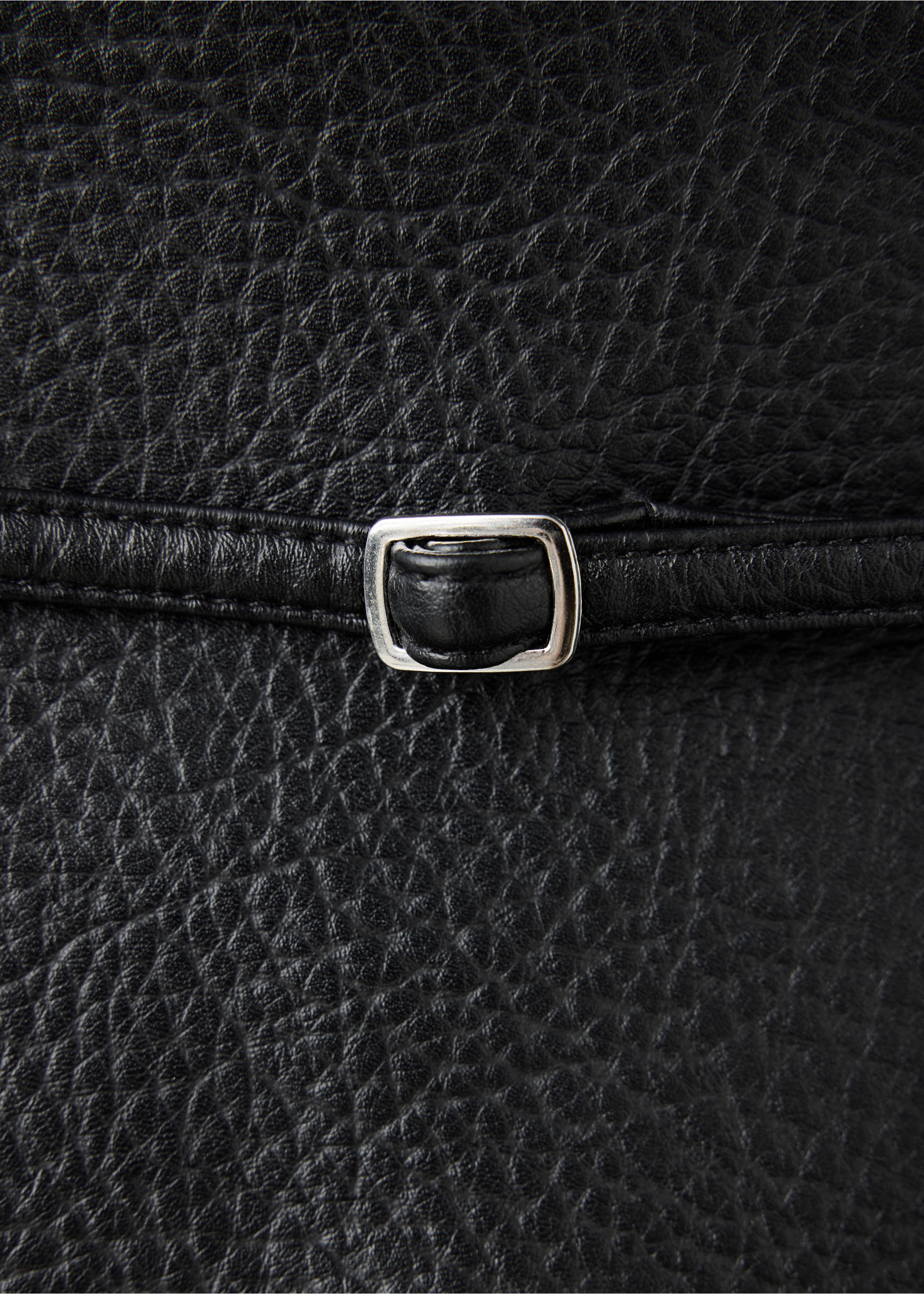 Faux leather skirt with belt - Details of the article 8, Black. Ref: 37045988-00.