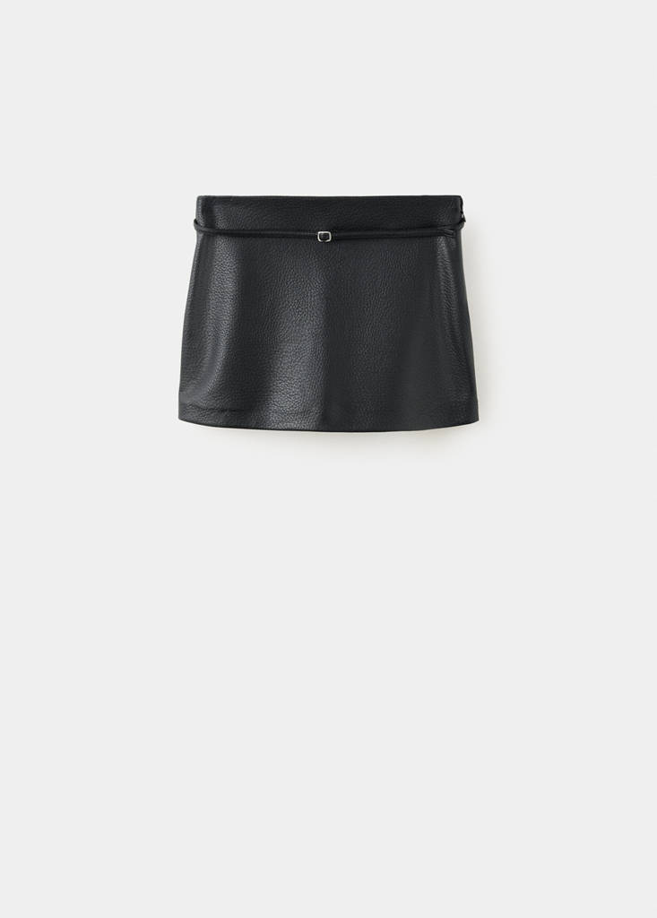 Faux leather skirt with belt — Black