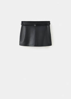 Faux leather skirt with belt — Black 6