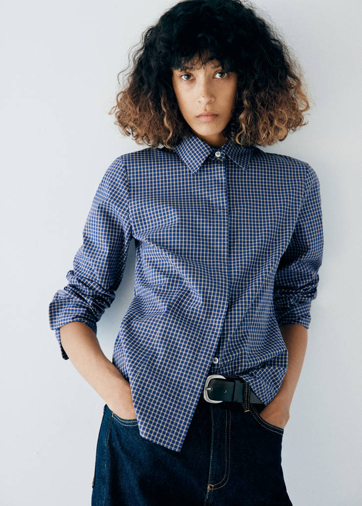 Fitted checked shirt — Navy