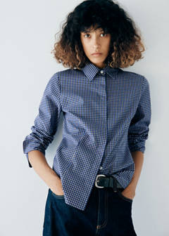 Fitted check shirt — Navy 1