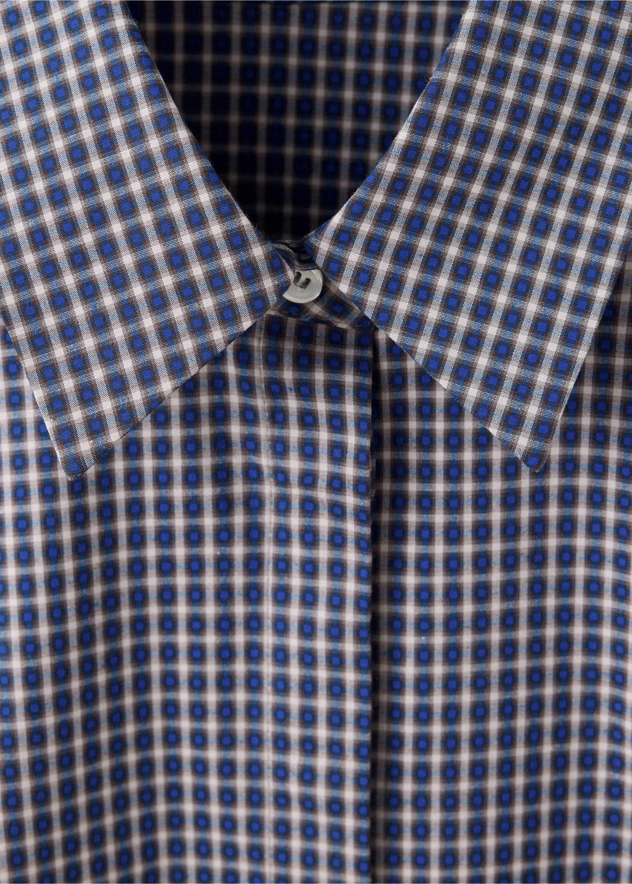 Fitted cotton shirt - Details of the article 8, Navy. Ref: 37045989-00.