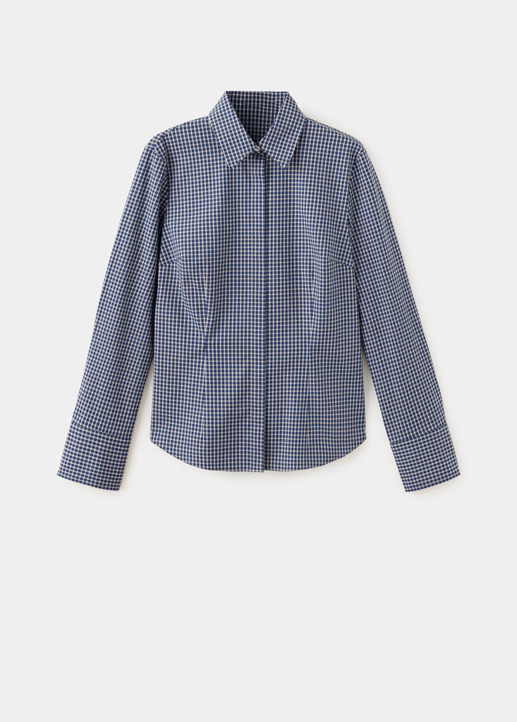 Fitted checked shirt — Navy