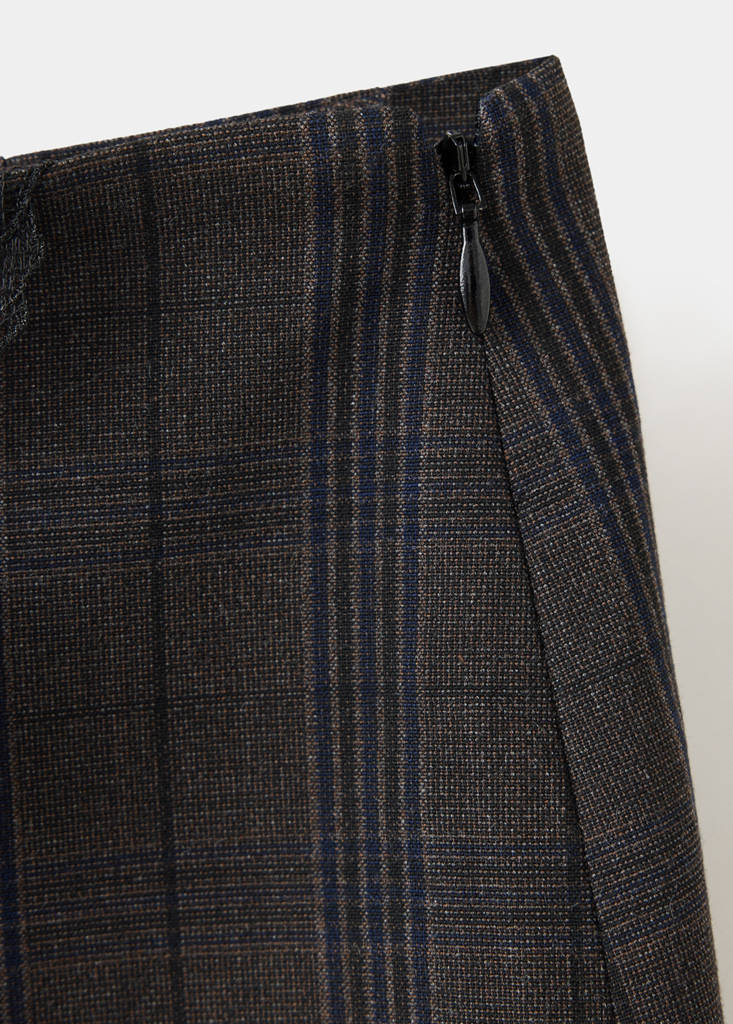 Tartan skirt with lace trim — Grey