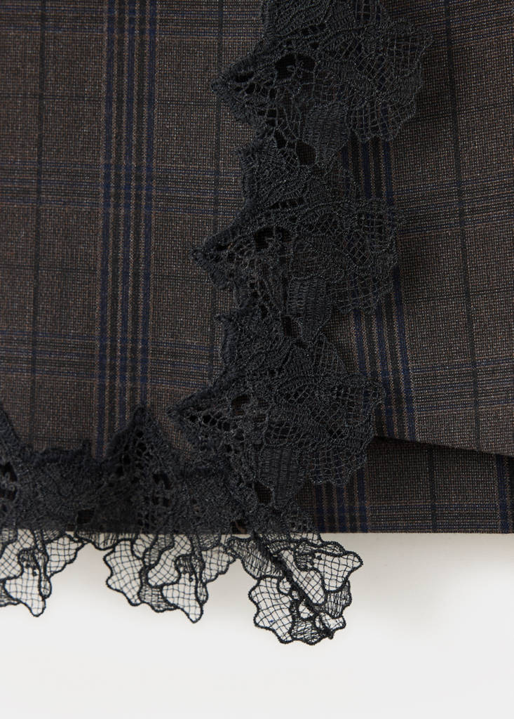 Tartan skirt with lace trim — Grey