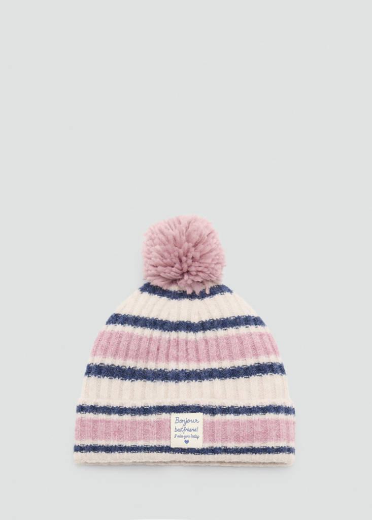 Striped knit hat — Pale Pink