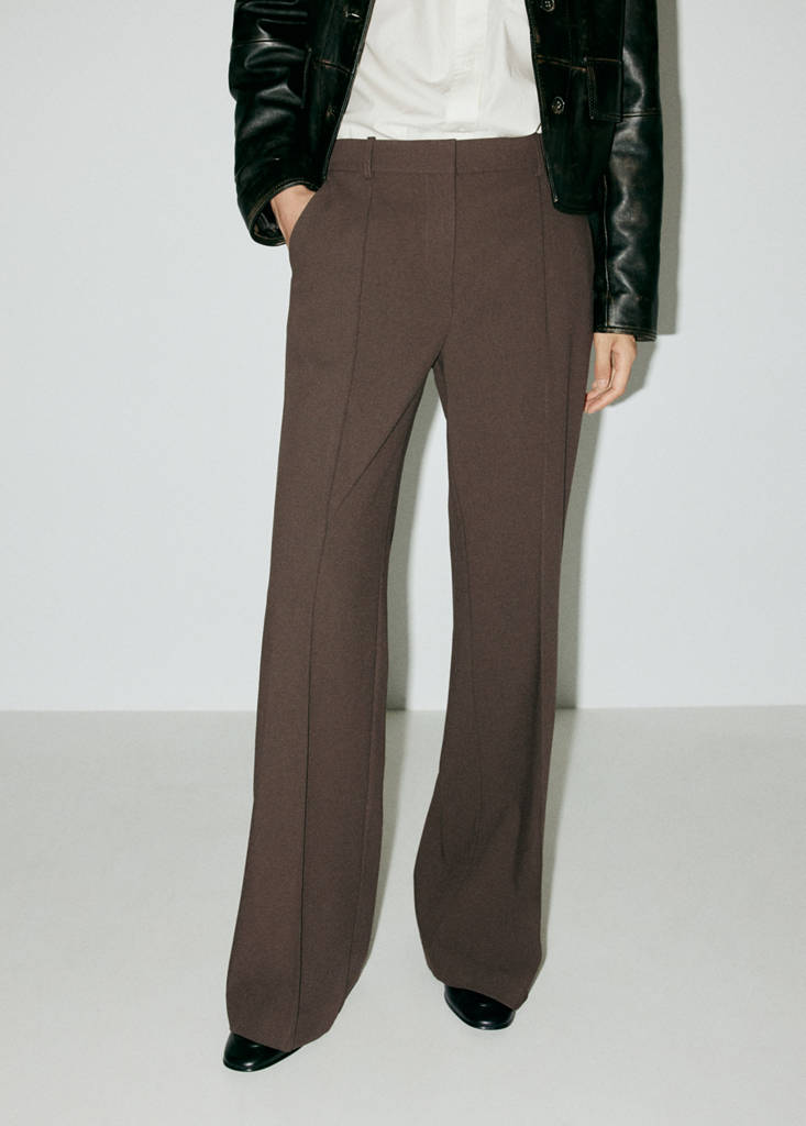 Flared trousers with seams — Medium Brown