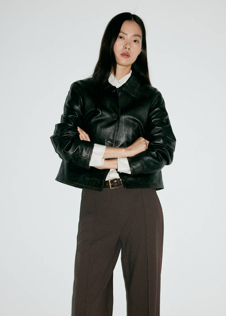 Flared trousers with seams — Medium Brown