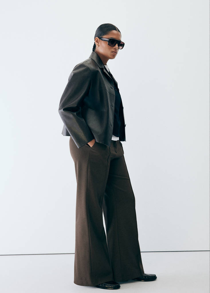 Flared trousers with seams — Medium Brown
