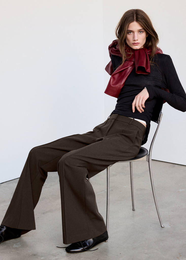 Flared trousers with seams — Medium Brown